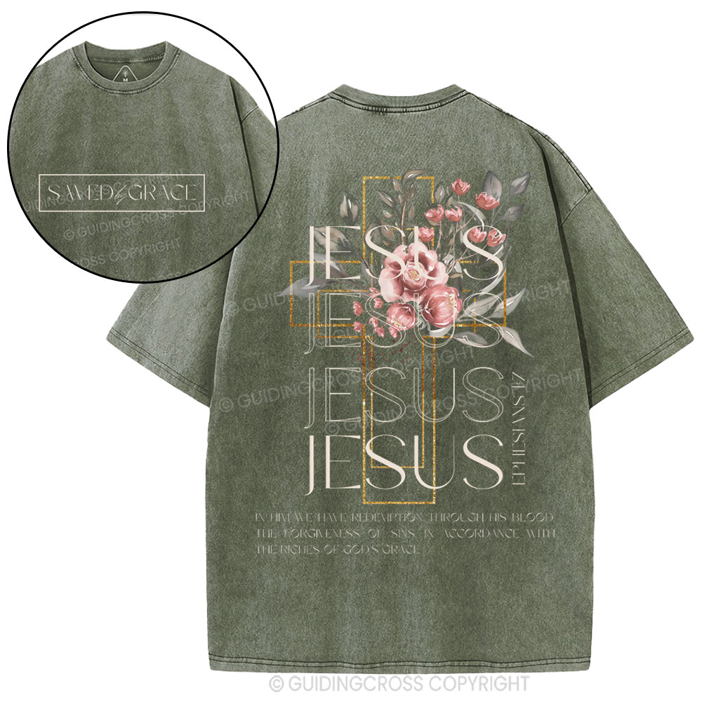 Saved By Grace Chrsitian Washed T-Shirt