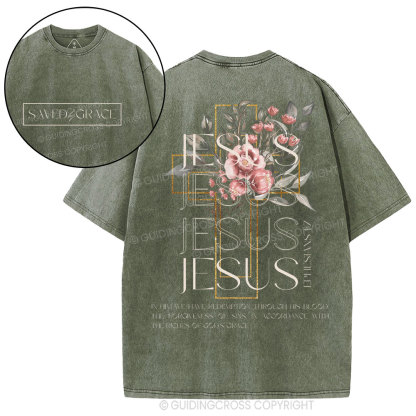 Saved By Grace Chrsitian Washed T-Shirt