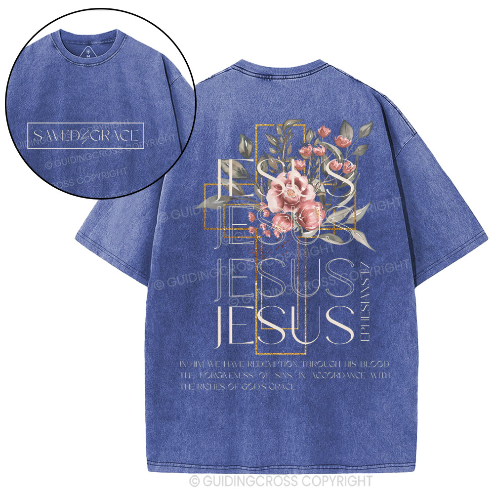 Saved By Grace Chrsitian Washed T-Shirt
