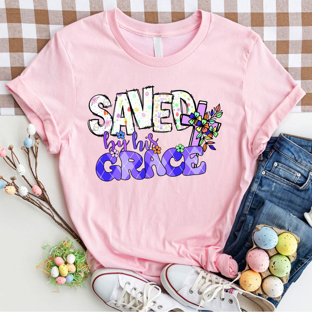 Saved By His Grace Christian T-Shirt