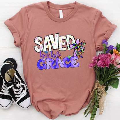 Saved By His Grace Christian T-Shirt