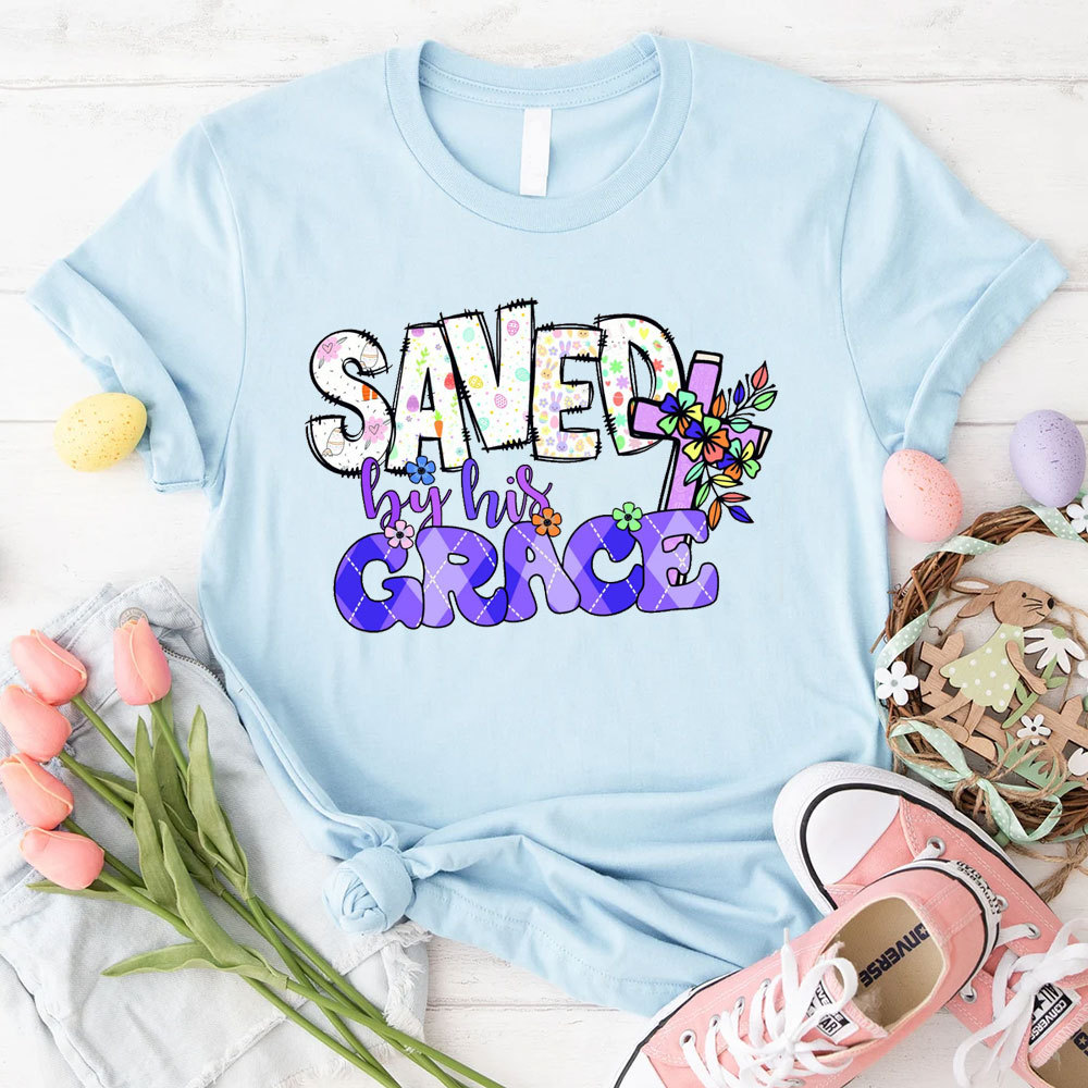Saved By His Grace Christian T-Shirt