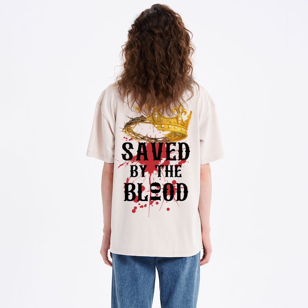 Saved By The Blood Christian Washed T-Shirt