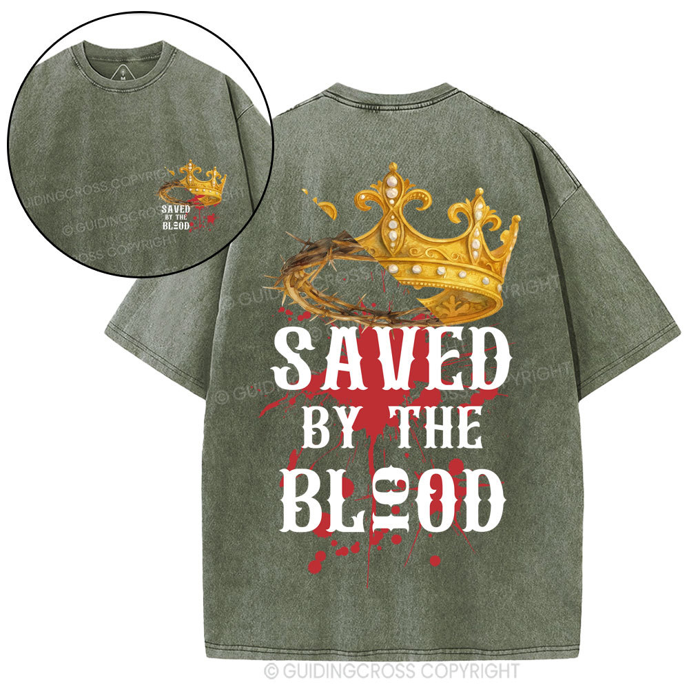 Saved By The Blood Christian Washed T-Shirt