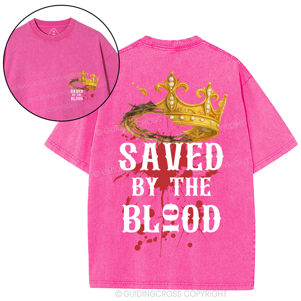 Saved By The Blood Christian Washed T-Shirt