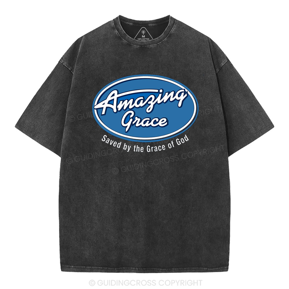 Saved By The Grace Of God Christian Washed T-Shirt