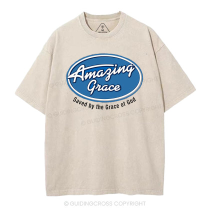 Saved By The Grace Of God Christian Washed T-Shirt