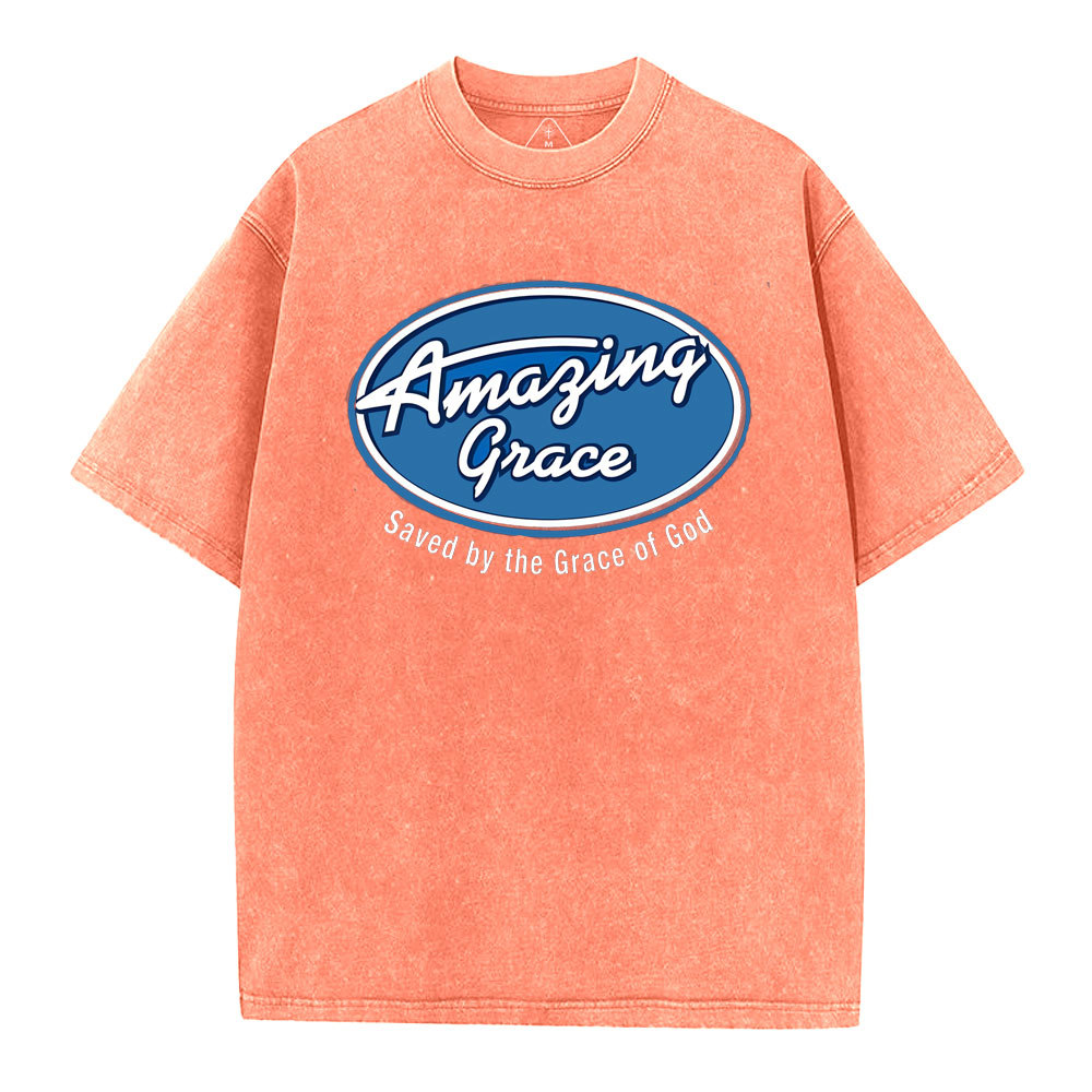 Saved By The Grace Of God Christian Washed T-Shirt