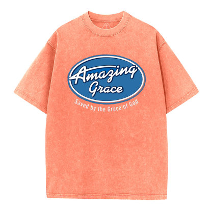 Saved By The Grace Of God Christian Washed T-Shirt