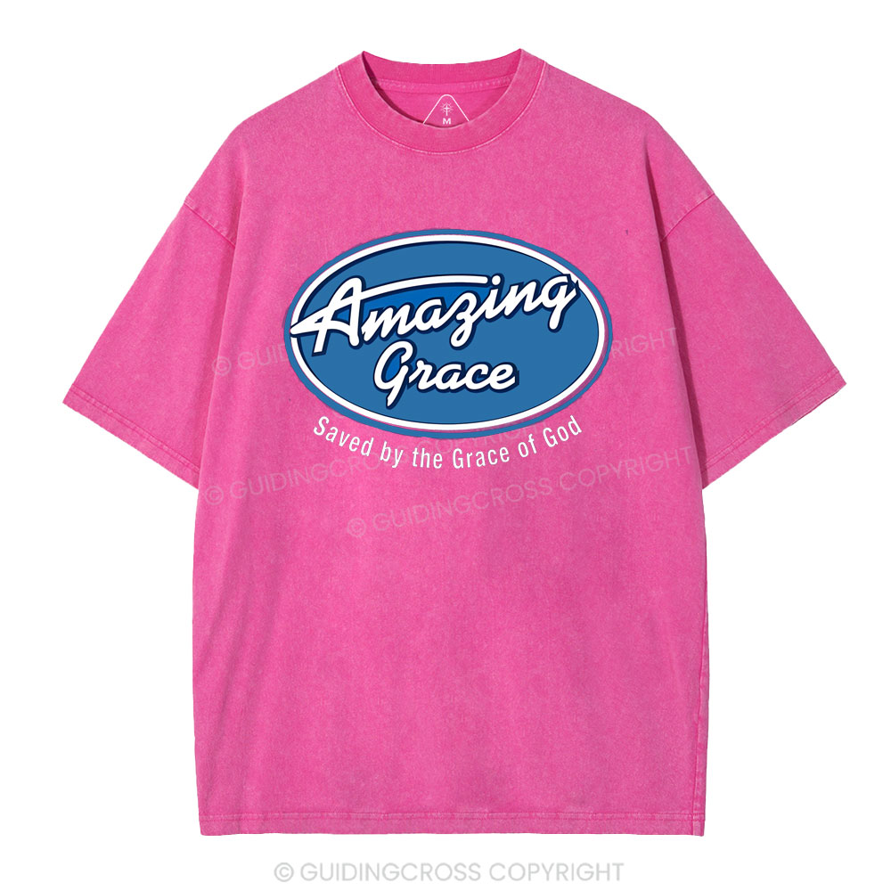 Saved By The Grace Of God Christian Washed T-Shirt