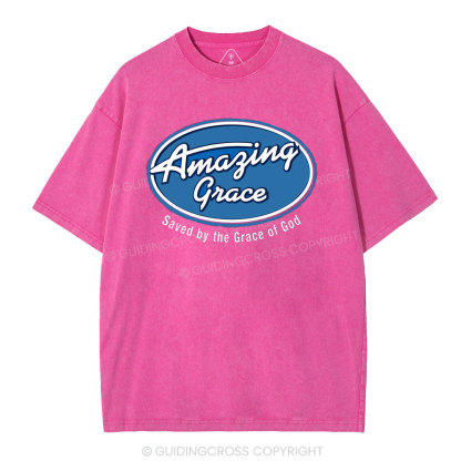 Saved By The Grace Of God Christian Washed T-Shirt