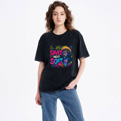 Saved Not Soft Christian Washed T-Shirt