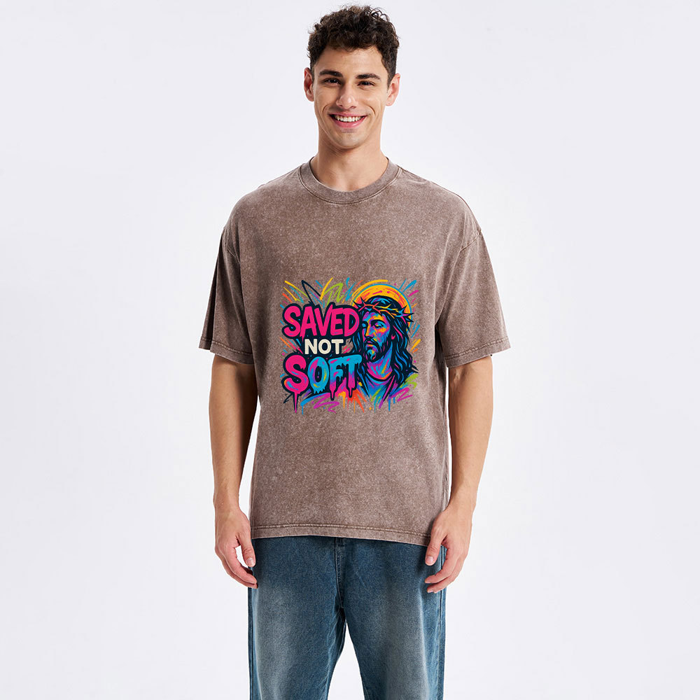 Saved Not Soft Christian Washed T-Shirt