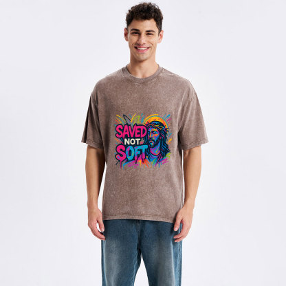 Saved Not Soft Christian Washed T-Shirt
