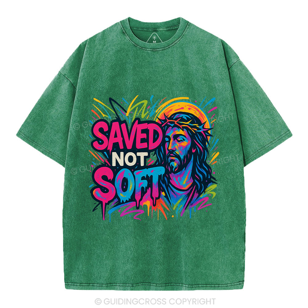 Saved Not Soft Christian Washed T-Shirt