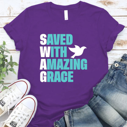 Saved With Amazing Grace Christian T-Shirt