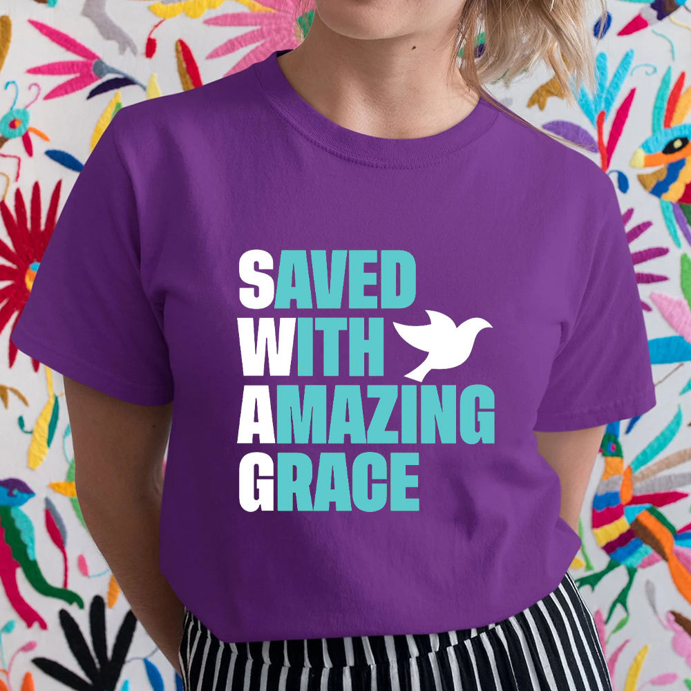 Saved With Amazing Grace Christian T-Shirt