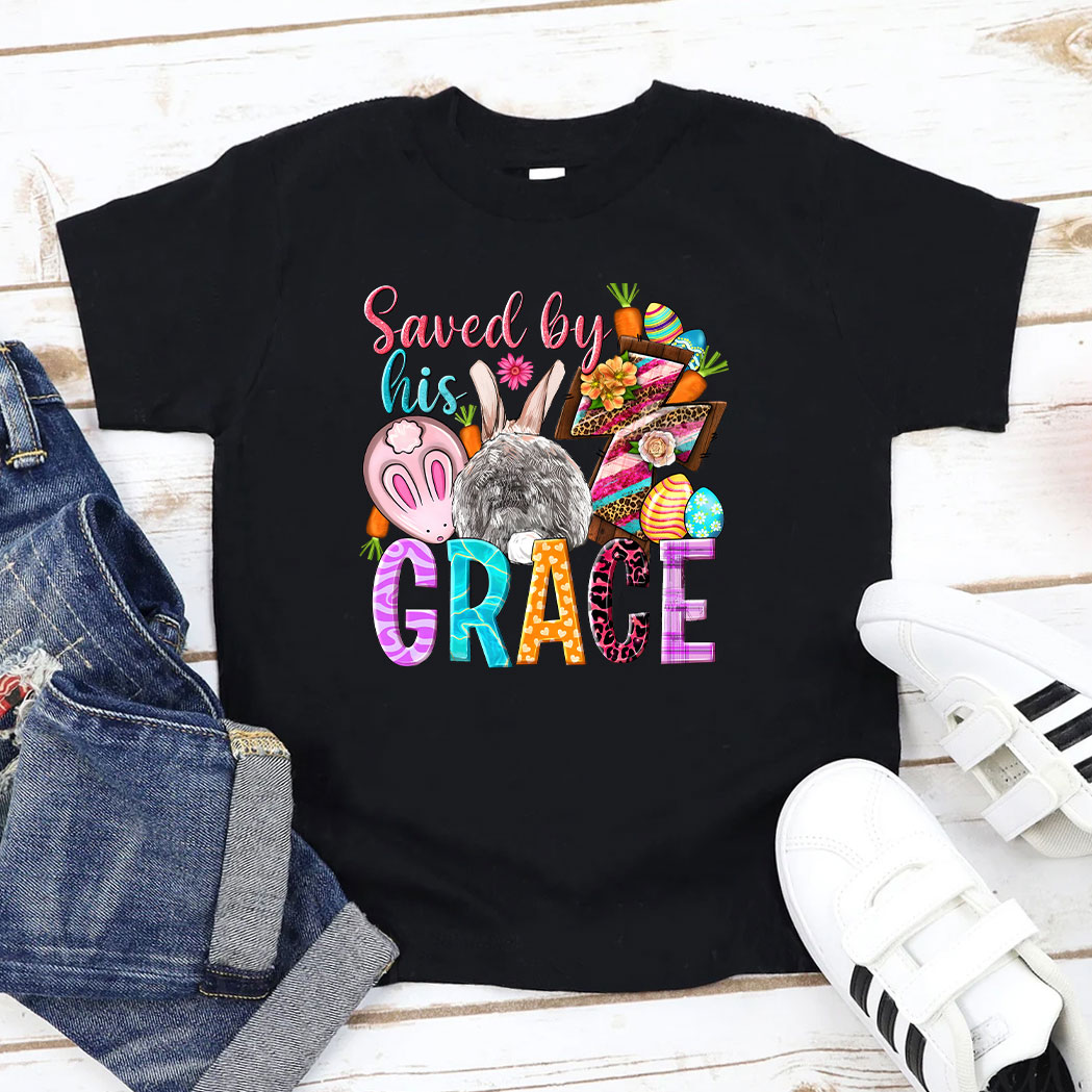 Saved by His Grace Easter Kids T-Shirt