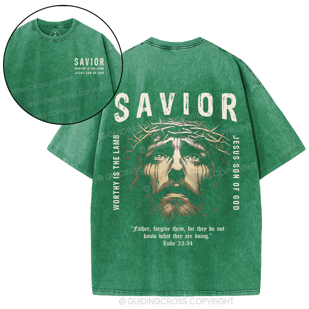 Savior Jesus Christ Christian Washed T-Shirt