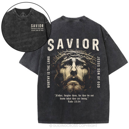 Savior Jesus Christ Christian Washed T-Shirt