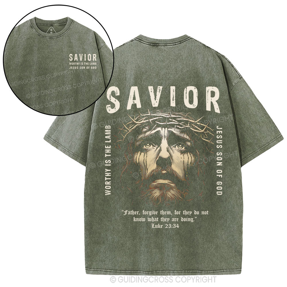 Savior Jesus Christ Christian Washed T-Shirt