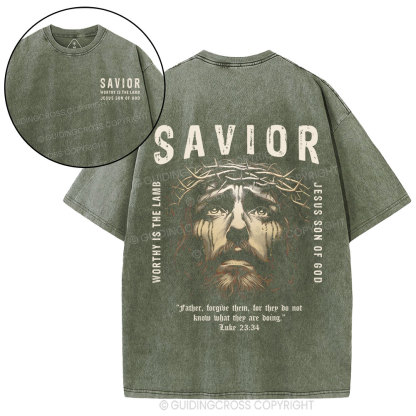 Savior Jesus Christ Christian Washed T-Shirt