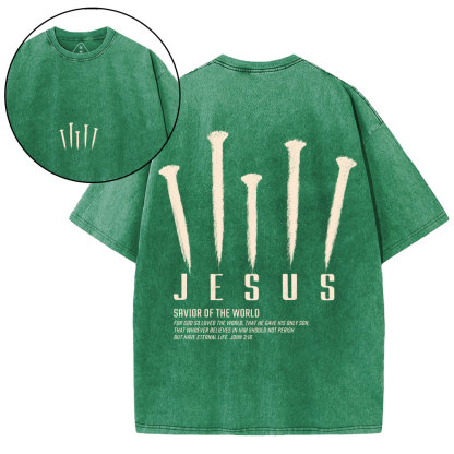 Savior Of The World Christian Washed T-Shirt