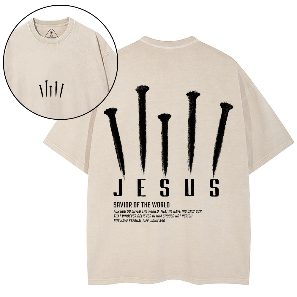 Savior Of The World Christian Washed T-Shirt