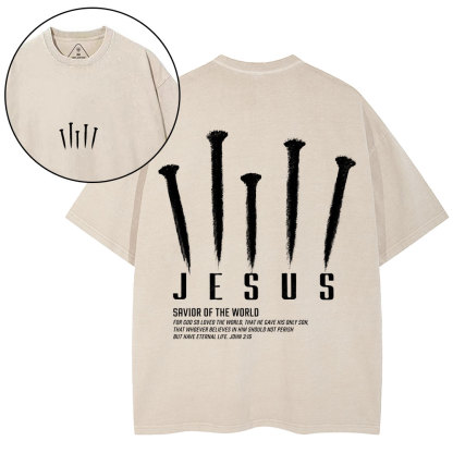 Savior Of The World Christian Washed T-Shirt