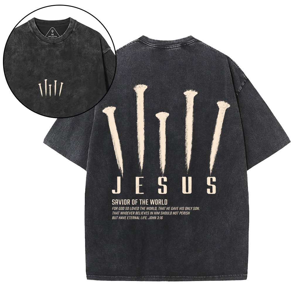 Savior Of The World Christian Washed T-Shirt