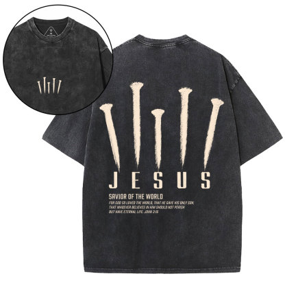 Savior Of The World Christian Washed T-Shirt