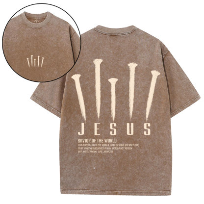 Savior Of The World Christian Washed T-Shirt