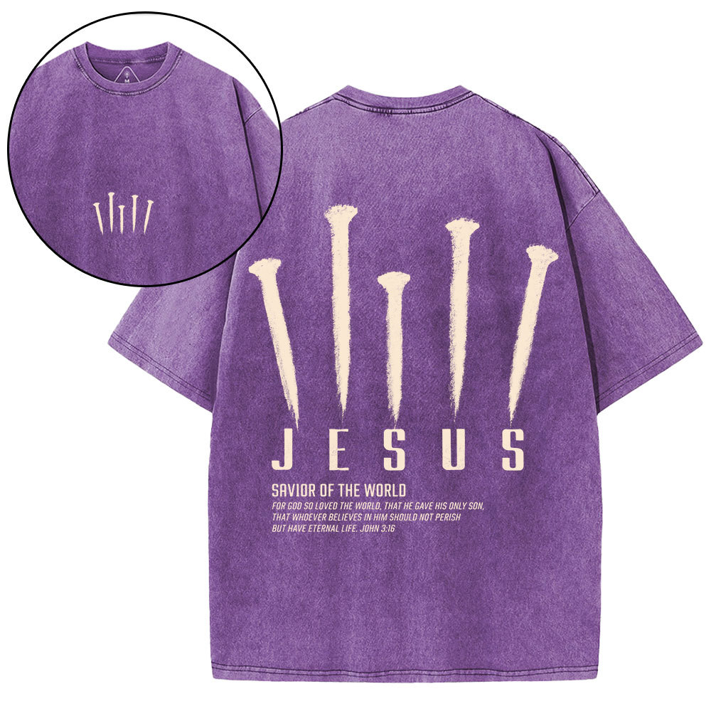 Savior Of The World Christian Washed T-Shirt