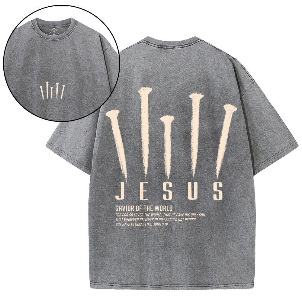 Savior Of The World Christian Washed T-Shirt
