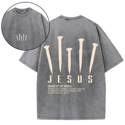 Savior Of The World Christian Washed T-Shirt