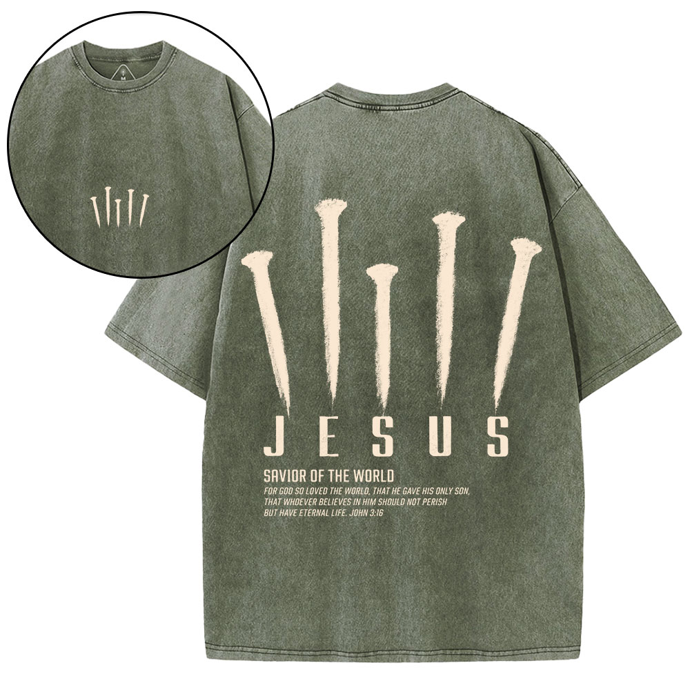 Savior Of The World Christian Washed T-Shirt