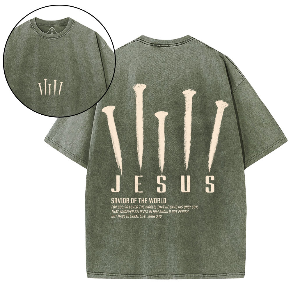 Savior Of The World Christian Washed T-Shirt