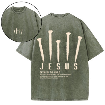 Savior Of The World Christian Washed T-Shirt