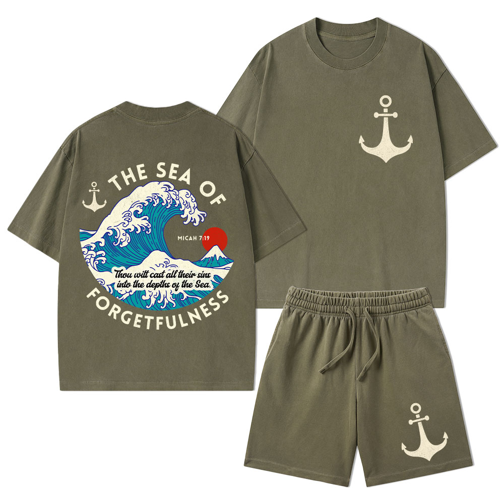 Sea Of Forgetfulness Christian Washed T-Shirt & Shorts