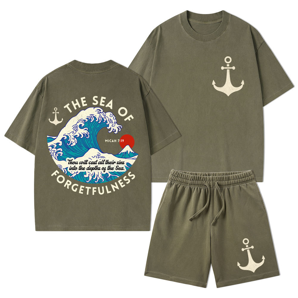 Sea Of Forgetfulness Christian Washed T-Shirt & Shorts