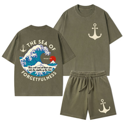 Sea Of Forgetfulness Christian Washed T-Shirt & Shorts