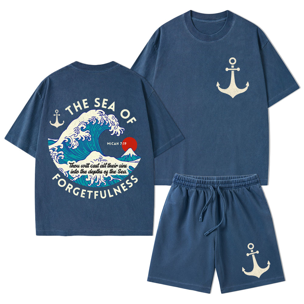 Sea Of Forgetfulness Christian Washed T-Shirt & Shorts