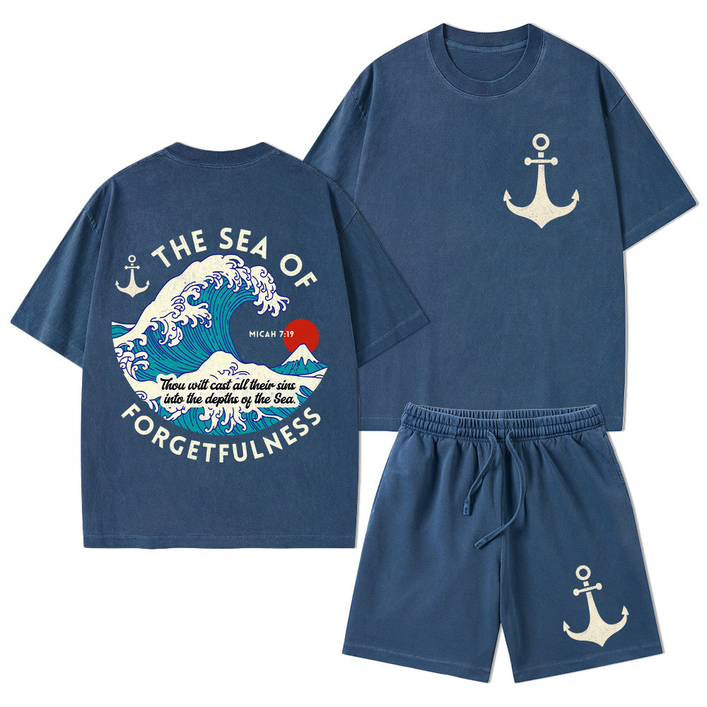 Sea Of Forgetfulness Christian Washed T-Shirt & Shorts