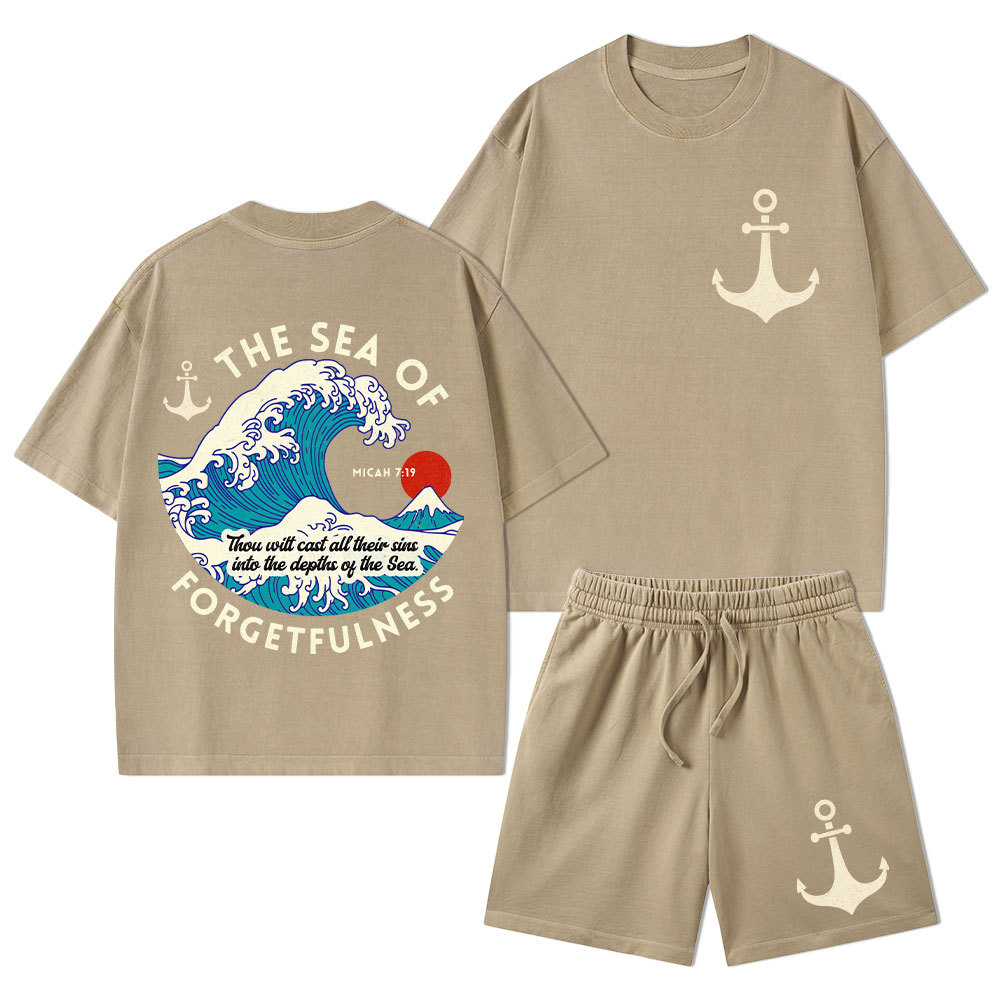 Sea Of Forgetfulness Christian Washed T-Shirt & Shorts