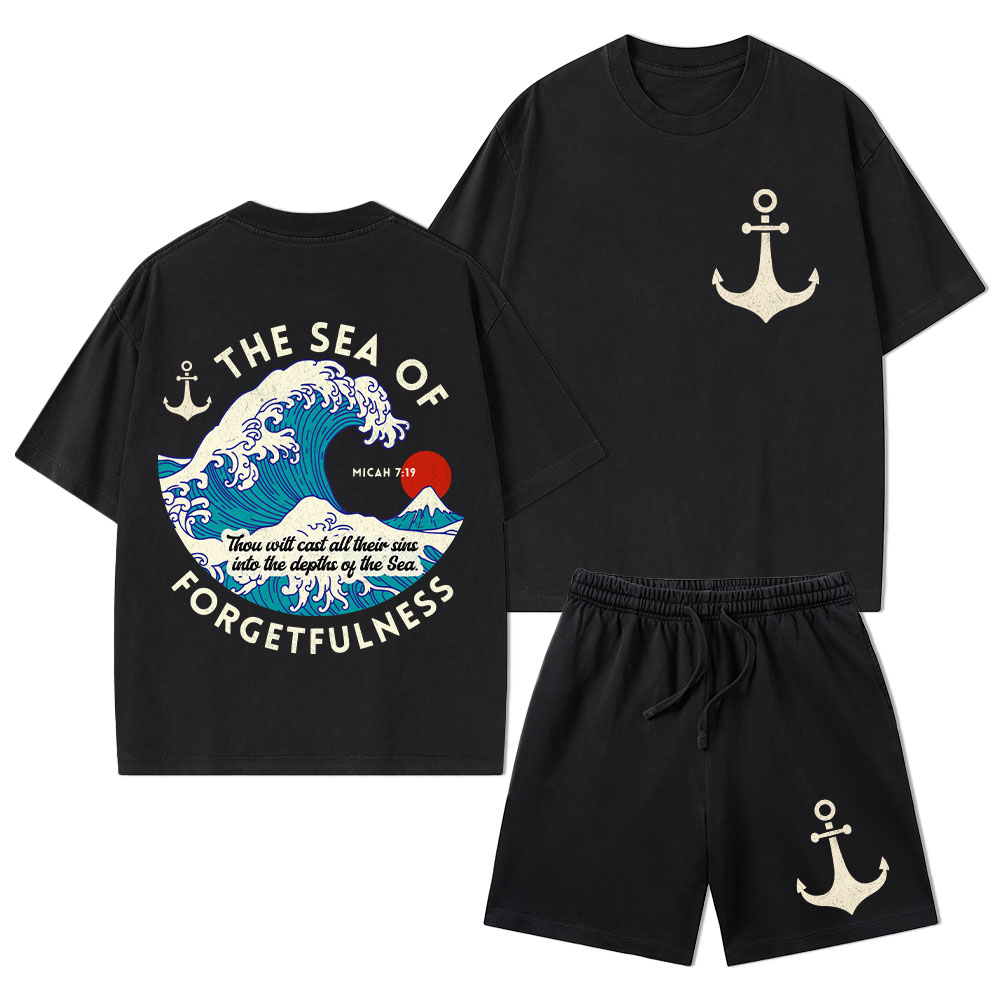 Sea Of Forgetfulness Christian Washed T-Shirt & Shorts