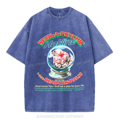 Seek A Psychis Christian Washed T-Shirt