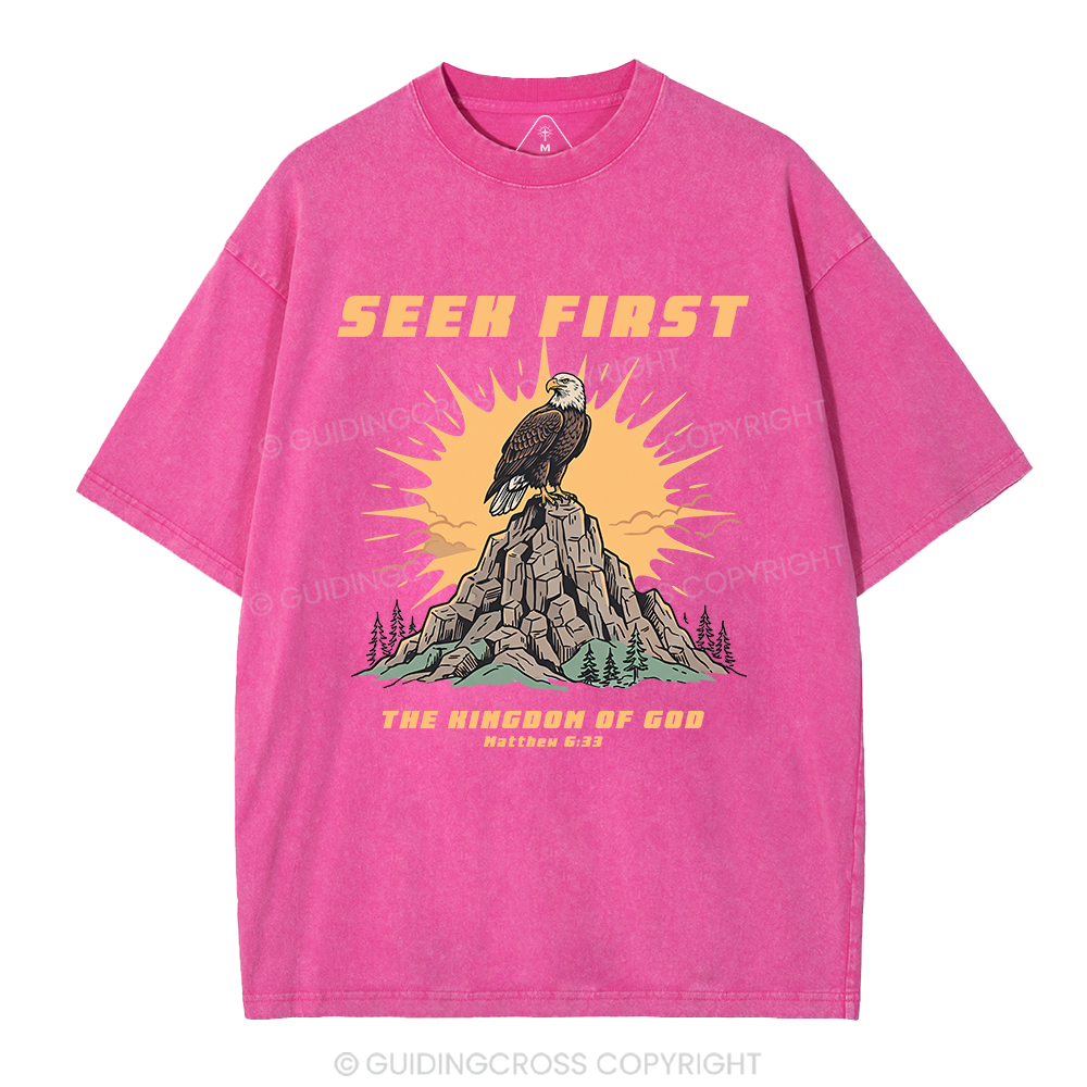 Seek First Kingdom Of God Christian Washed T-Shirt