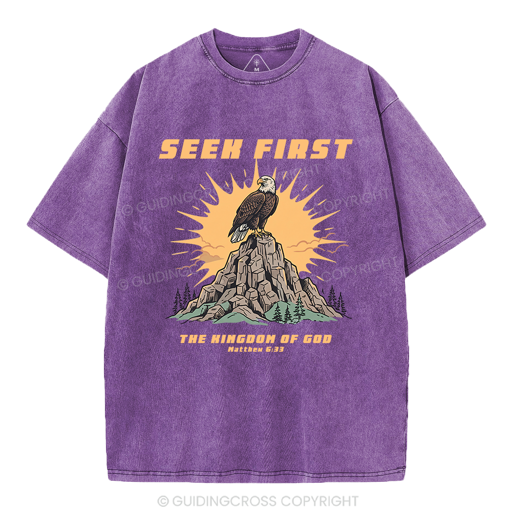 Seek First Kingdom Of God Christian Washed T-Shirt