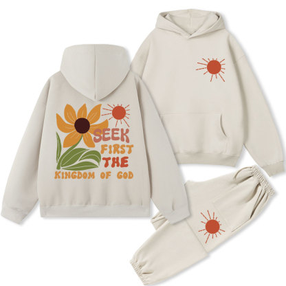 Seek First The Kindom Of God Christian Fleece Hoodie Set