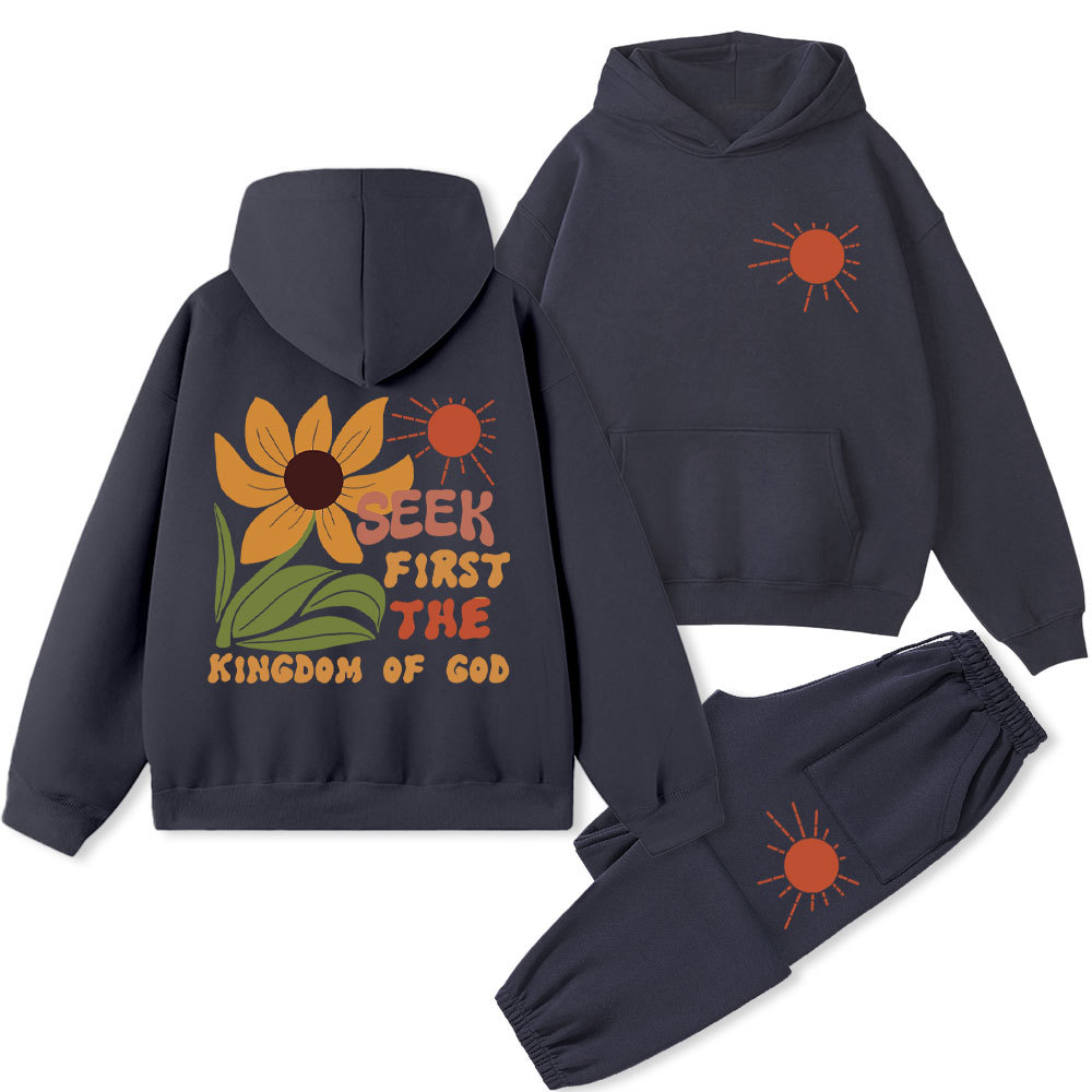 Seek First The Kindom Of God Christian Fleece Hoodie Set